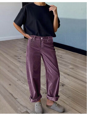 Flamingals Wide Leg Jeans for Women Mid Waist Baggy Stitch Decor Denim M